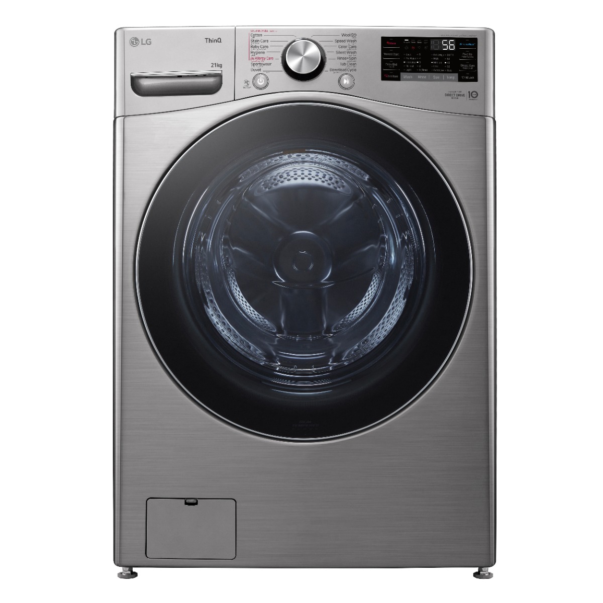 LG Home Washing Machine, Front Automatic, Partial Drying, 21 Kg, 6 Motions, Wi-Fi, Silver,WF2111XMT