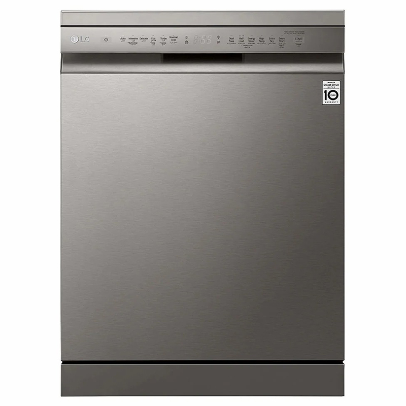 LG QuadWash™ Dishwasher,14 Place Setting, EasyRack™ Plus, Less Noise, Dul Zone Wash, Turbo Cycle,  Inverter Direct Drive Motor, Platinum Silver Color - DFB415FP