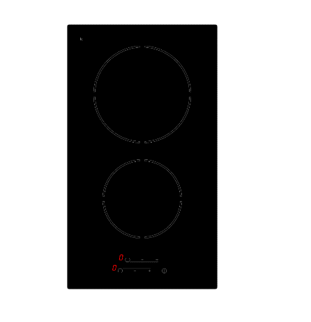 THOMSON Electronic Built-in Ceramic, 30cm, 2 Burners, Touch Control, Black - TH3V2TF/SF