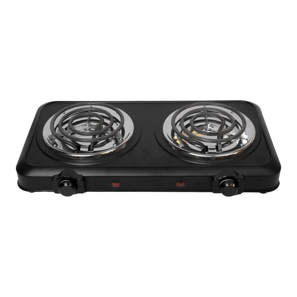 REBUNE Double Electric Stovetop, 2000 W, Five Temperature Levels With Safety System, Black,RE-4-059