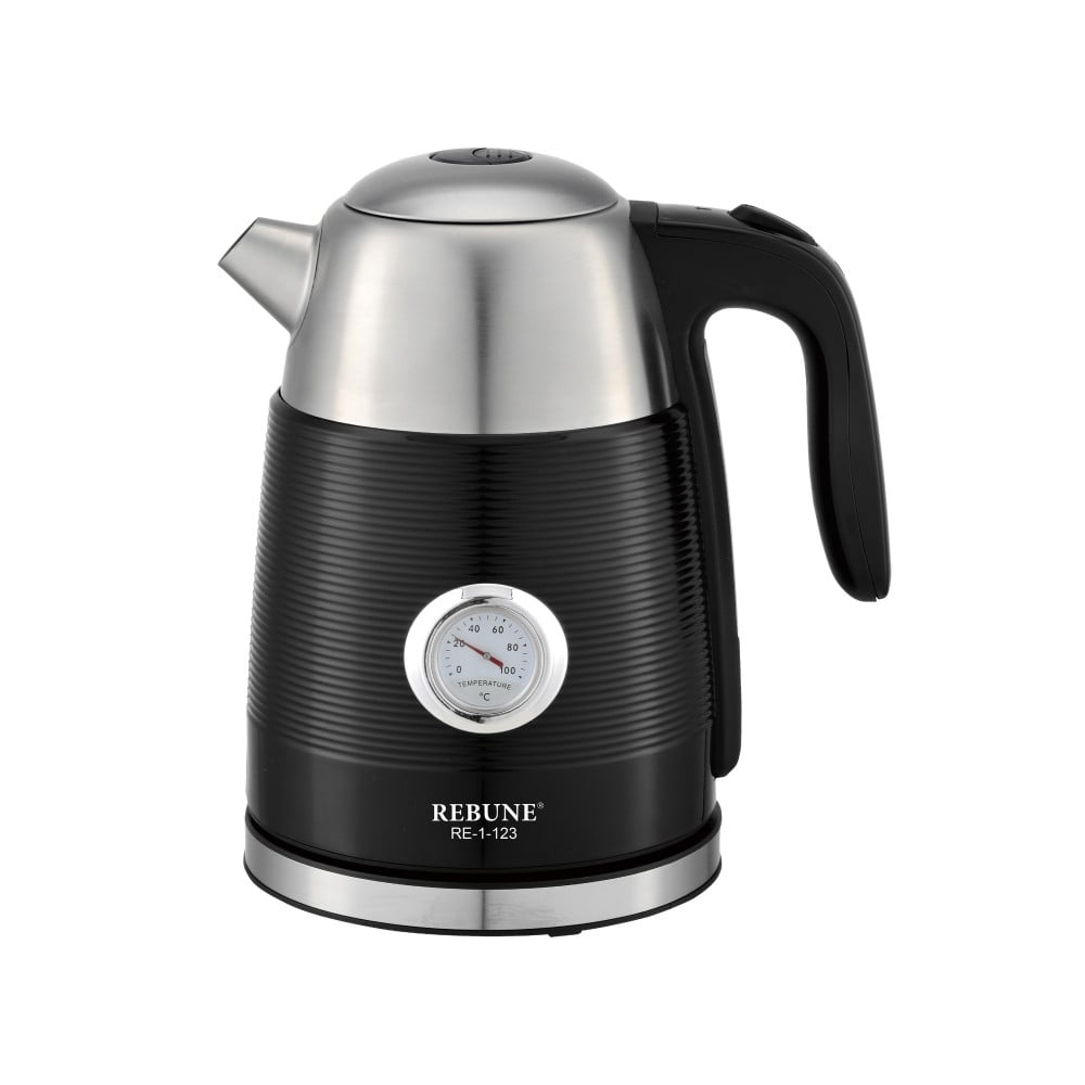 REBUNE Water Kettle, 1.7 L, 2200 W, Scale That Shows The Temperature During Boiling, Circular Base That Rotates 360 Degrees, Black,RE-1-123 B
1.7 L