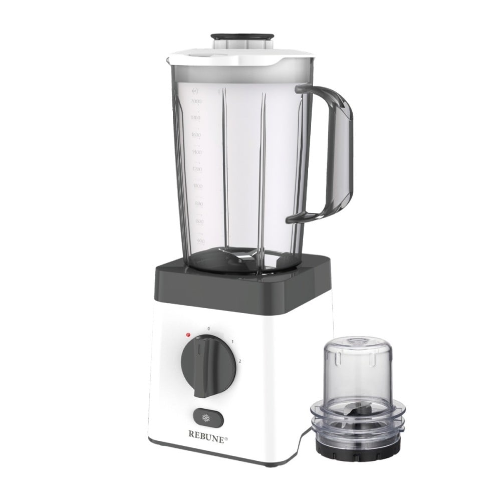 REBUNE Blender, 650 W, 2 Litres, Three Speed Levels, Cooling Button + Grinder, White,RE-2-157 W