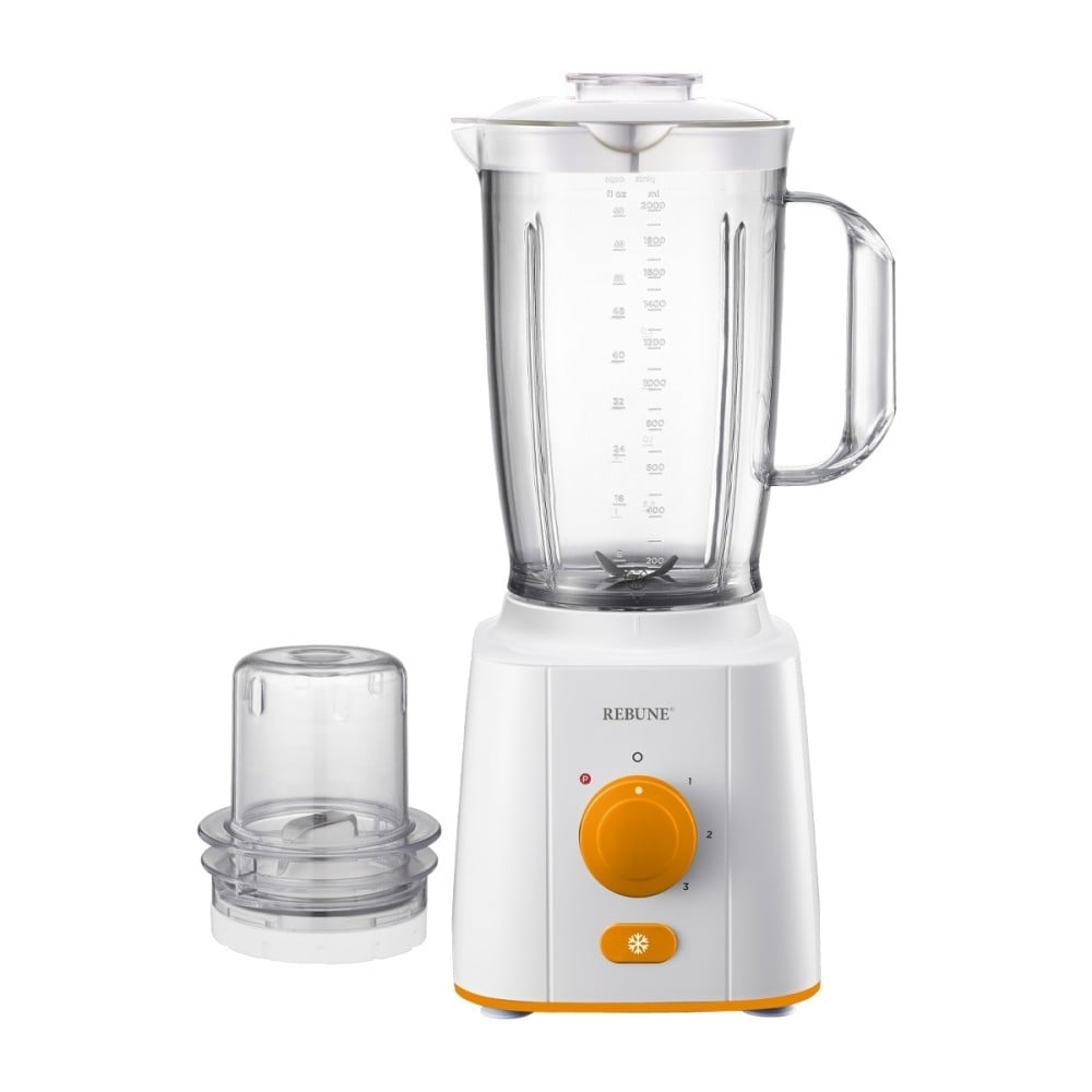 REBUNE Blender, 2 In 1, 650 W, 2 L, Three Speed Levels, Cooling Button, Grinder 50 Grams, White,RE-2-140
