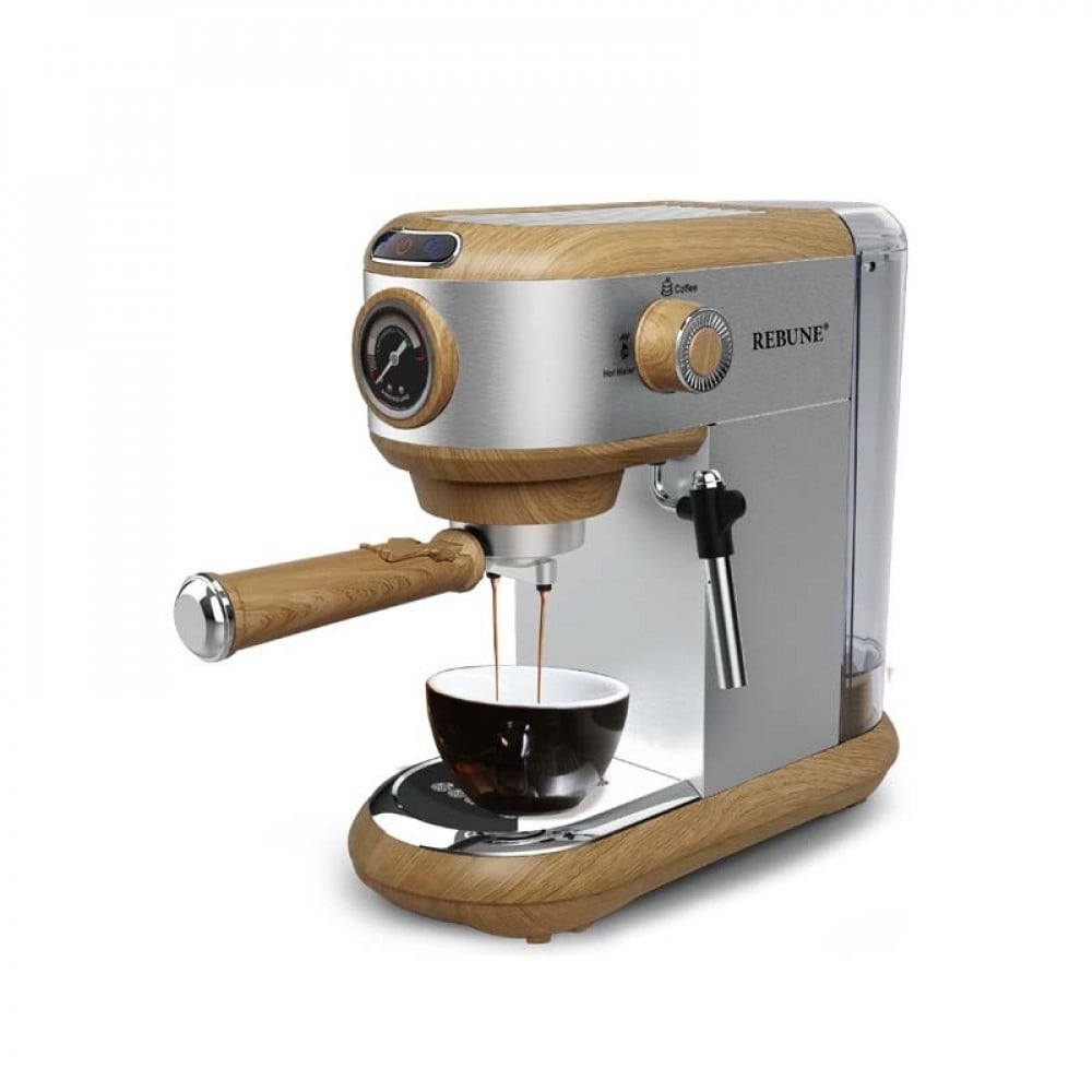 REBUNE Coffee Maker, Espresso Maker, 1450 W, 1 L Water Tank, 15 Bar Pump, Gray,RE-6-035