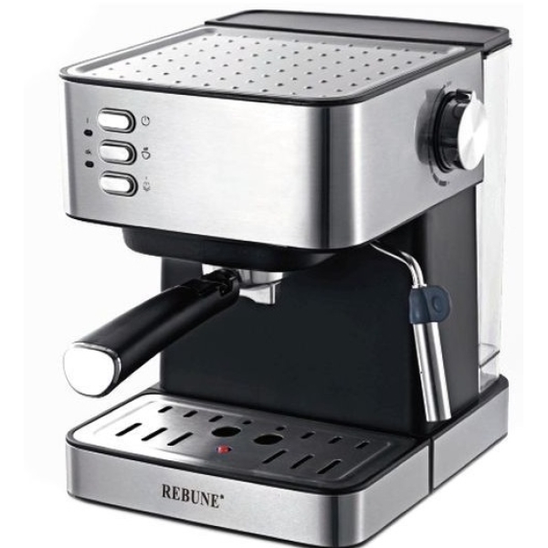 REBUNE Coffee Maker, Espresso Maker, 850 W, 1.6 Litres, Portafilter Size 51 Mm, Silver,RE-6-020