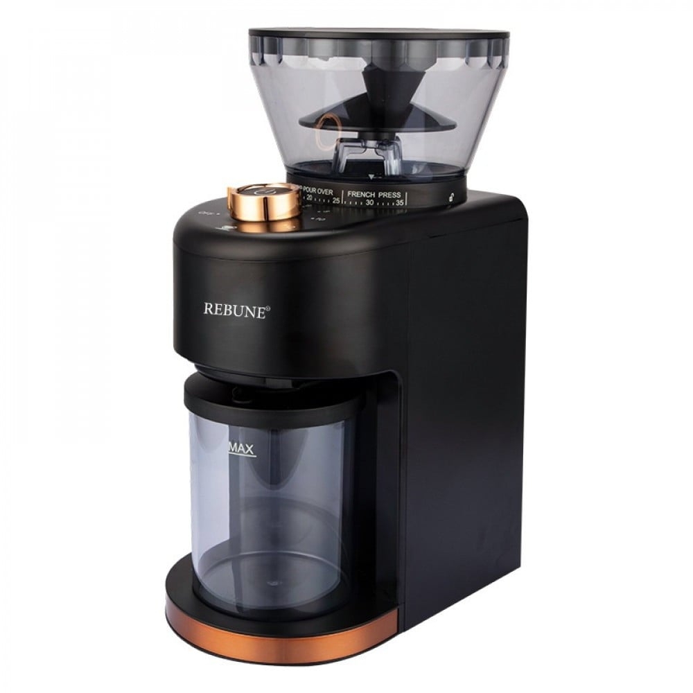 REBUNE Coffee Grinder, Nebras, 200 W, 210 Grams, 35 Coffee Grinding Levels, Black,RE-2-089
230 G