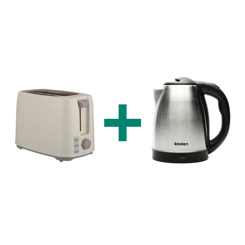 Bendl Koolen Double Toaster 750 Watt, White + KOOLEN Kettel 1.8 liters, Steel 