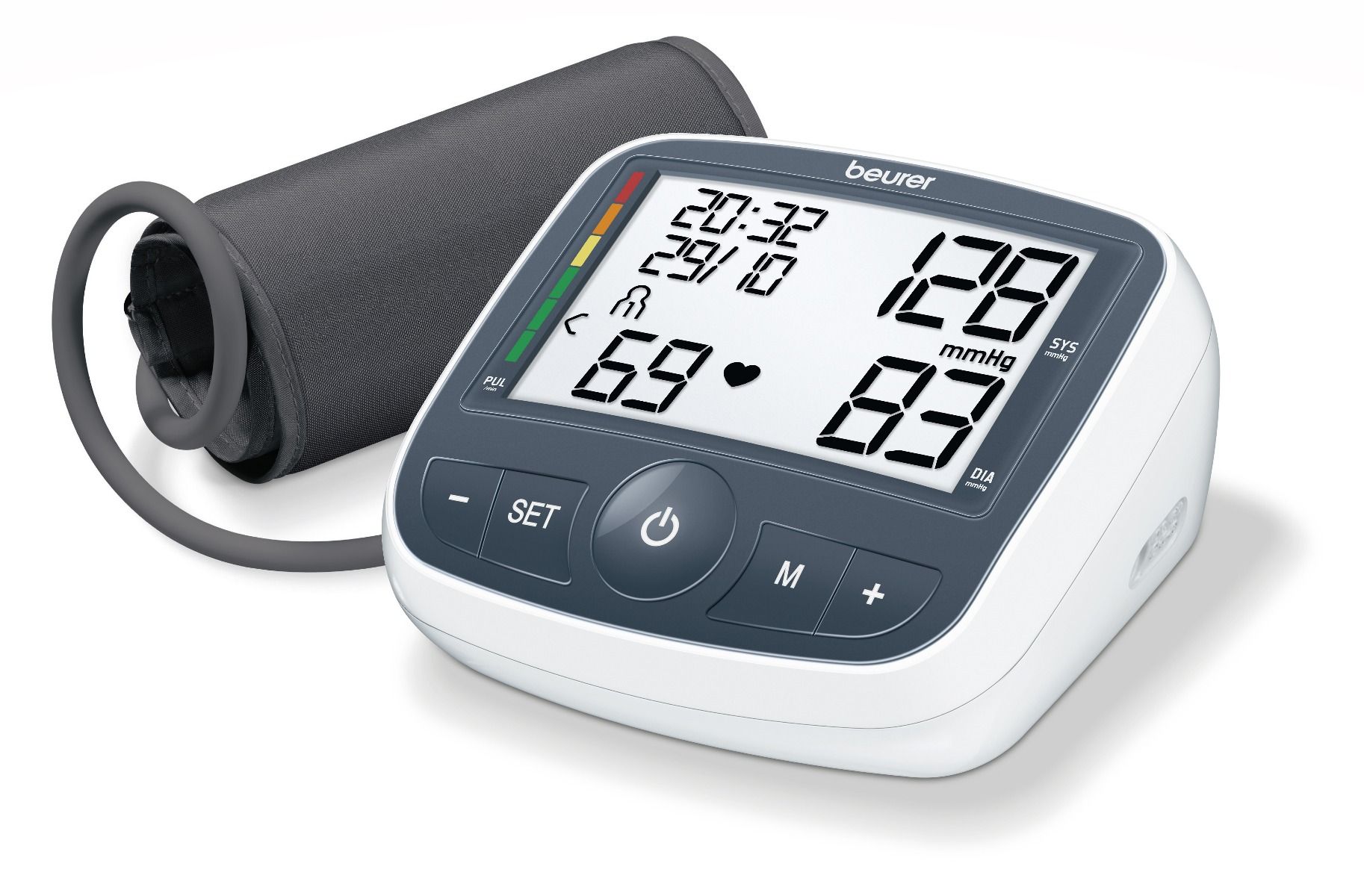 بيورر جهاز قياس الضغط، قياس الضغط عن طريق المعصم مع وجود ذاكرتين لحفظ 60 نتيجة لكل منها - اظهار قيم ضغط الدم ومعدل النبض - BM40