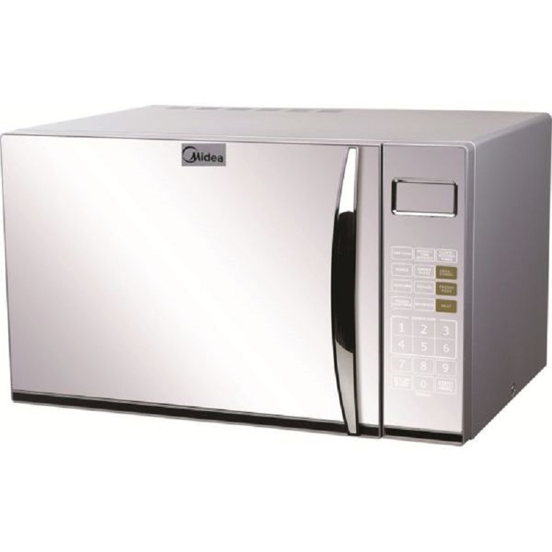 MIDEA Microwave 30 Liter, 900W, 315mm Dial Diameter, Digital Menu, Grill, Gray Cavity, Silver Color with Mirror - EG930AHM