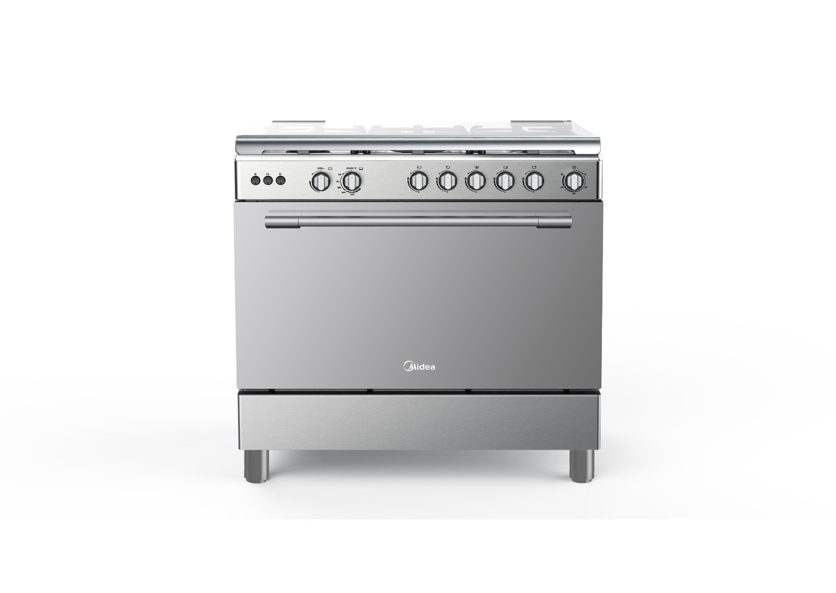 Midea gas oven size 60 x 90 cm, 5 burners, heavy grille, steel - 36LMG5G022
