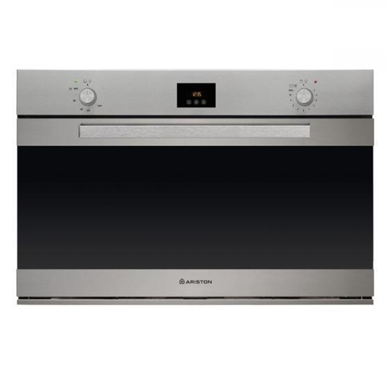 ARISTON Oven Belt-In gas  90 cm thick, gas with fan, grill electric, self ignition, digital screen, double door glass, Steel - MKG523IX 