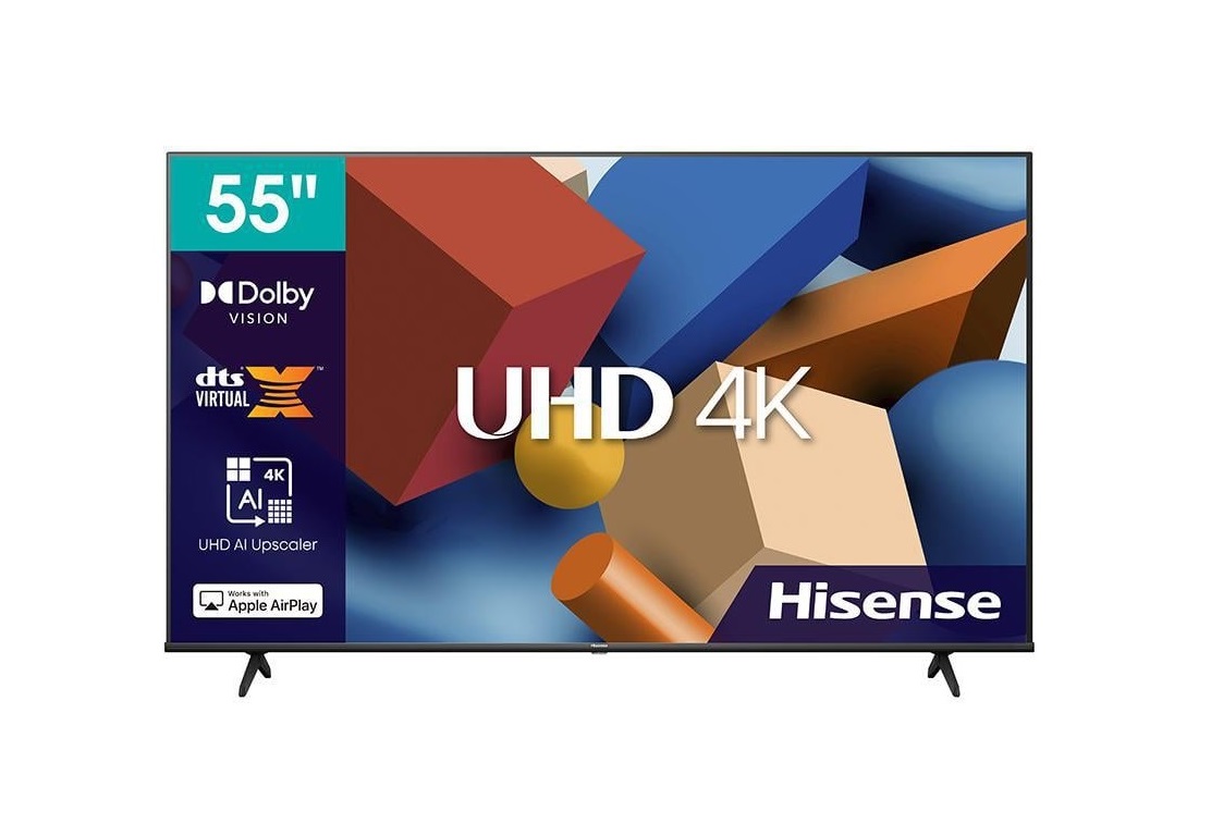 Hisense TV, LED, 55Inch, 4K A6K , VIDAA System , Dolby Vision HDR , Bluetooth , Wifi , 2 USB , 3 HDMI - 55A6K