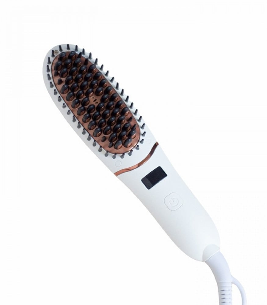 Brskin Hair Brush, From 120 To 220 Degrees Celsius, Automatic Shut-Off Protection, Digital Display Screen, 360-Degree Rotatable Cord, White, 657768270017
