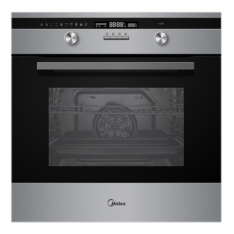 Midea Electric built-in Oven, 60 cm, 70 L , 9 functions, Dynamic Timer With Fan, Steel - 65DAE40139