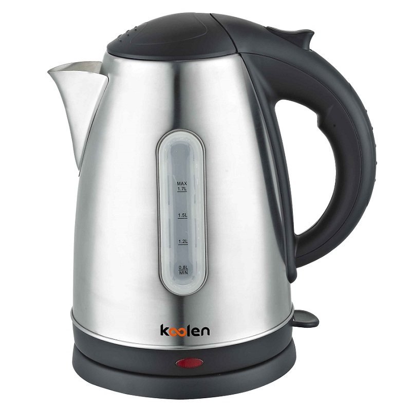 KOOLEN Kettle 1.7 Liter, 360 Degree Rotation, Auto shut-off when boiling and protection from dry operation and overheating, 2200W-1850W, LED water level indicator, Stainless Steel - 800102005