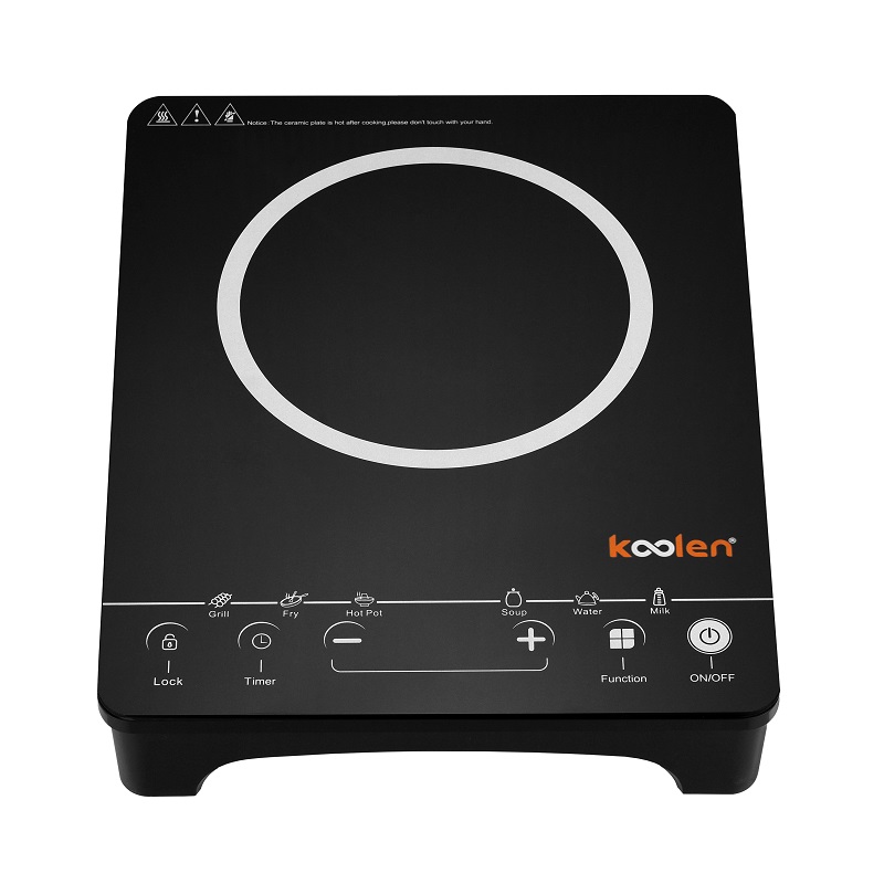 KOOLEN Electric Hob 2000W, The fastest way to cook food with no flame, From 1 To 180 minutes timer with LED display, 6 cooking modes, Black - 816105003