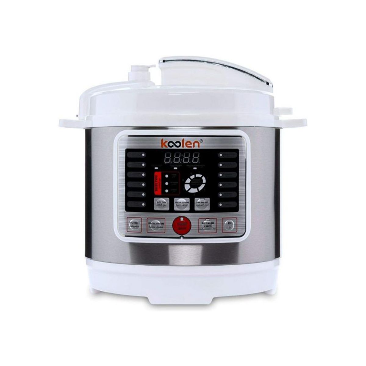 Koolen Pressure Cooker 8 Liter, 1300W-1500W Memory Function, 12 Functions, White/Steel - 816106001
