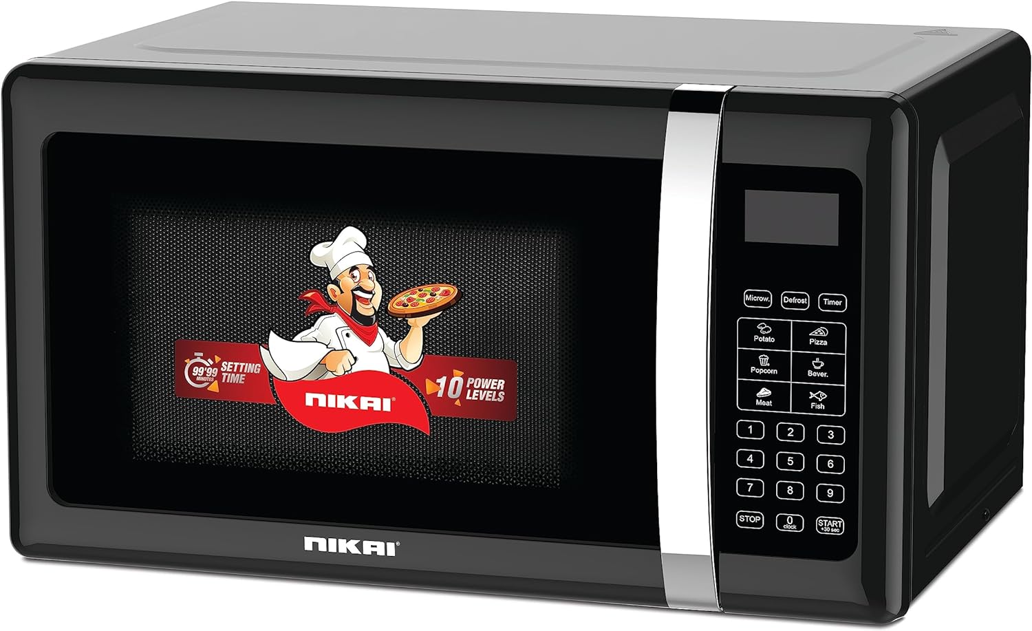 Nikai Microwave Oven 20L, 700W, Digital, Mechanical Knob Controls, Black - NMO2010DBX