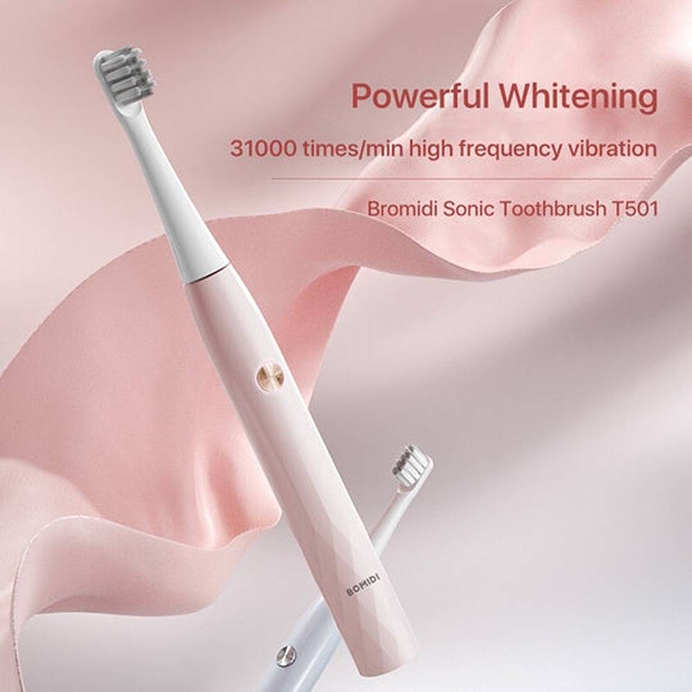 Bomidi Electric Toothbrush, Ultrasonic High Frequency Vibration, Ipx7 Waterproof, 30 Day Battery Life, Pink, T501-Pink
