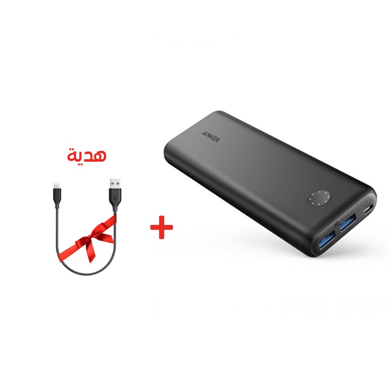 Anker PowerCore Select 20000mAh, Black - A1363H11 + Free Gift Anker Powerline Lightning Cable 1ft - A81140