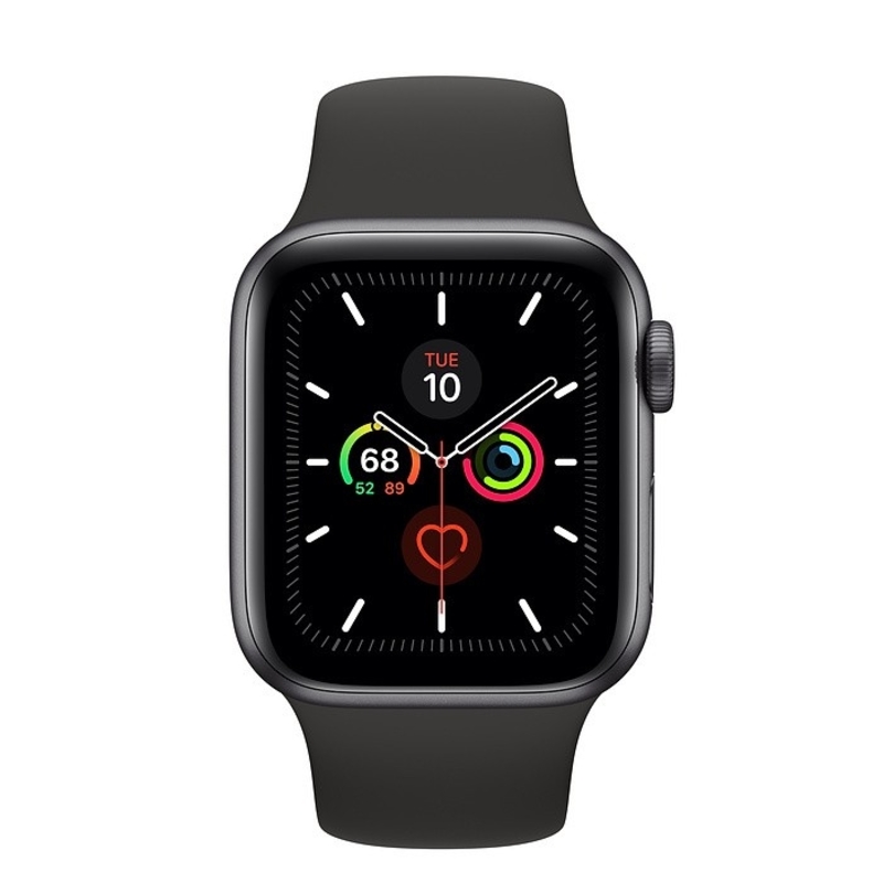 Apple Watch Series 5, 44 mm, GPS, Space Gray Aluminum Case with Black Sport Band