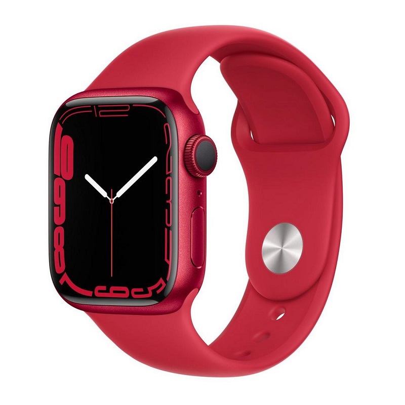 Apple Watch Series 7 GPS, 41mm, Regular, (PRODUCT) RED Aluminium Case with (PRODUCT) RED Sport Band - MKN23AEA