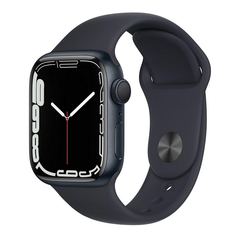 Apple Watch Series 7 GPS, 45mm, Regular, Midnight Aluminum Case with Midnight Sport Band - MKN53AEA