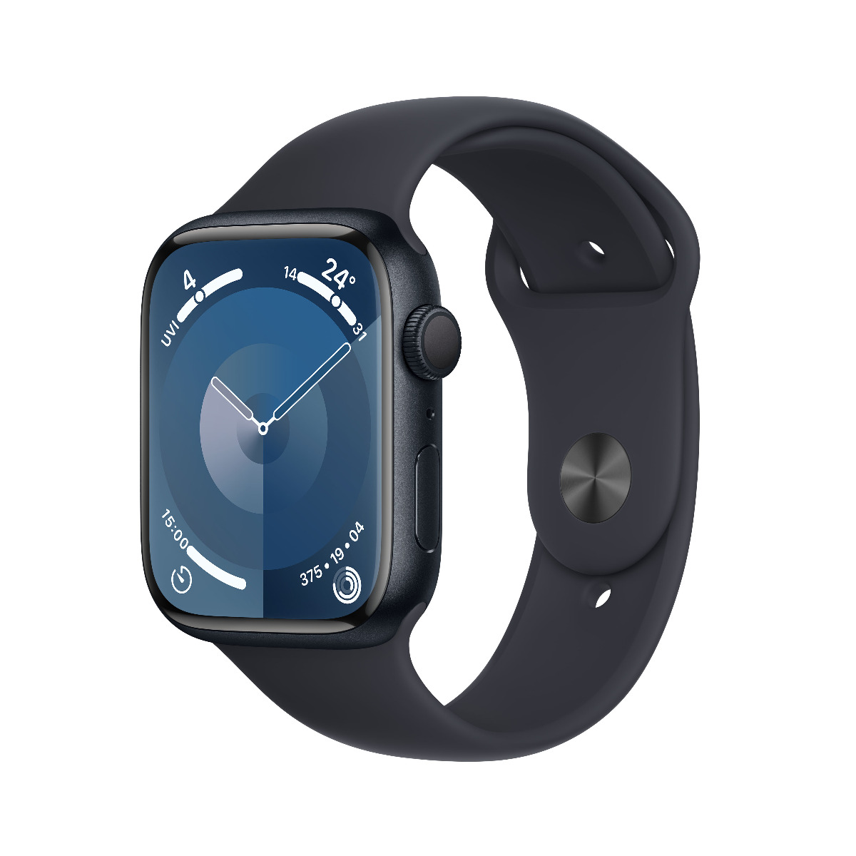 Apple Watch Series 9 GPS 45mm Midnight Aluminium Case with Midnight Sport Band - S/M ,MR993QA/A