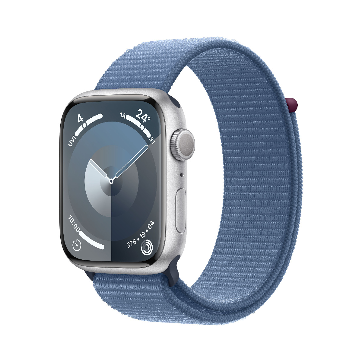Apple Watch Series 9 GPS 45mm Silver Aluminium Case with Winter Blue Sport Loop ,MR9F3QA/A