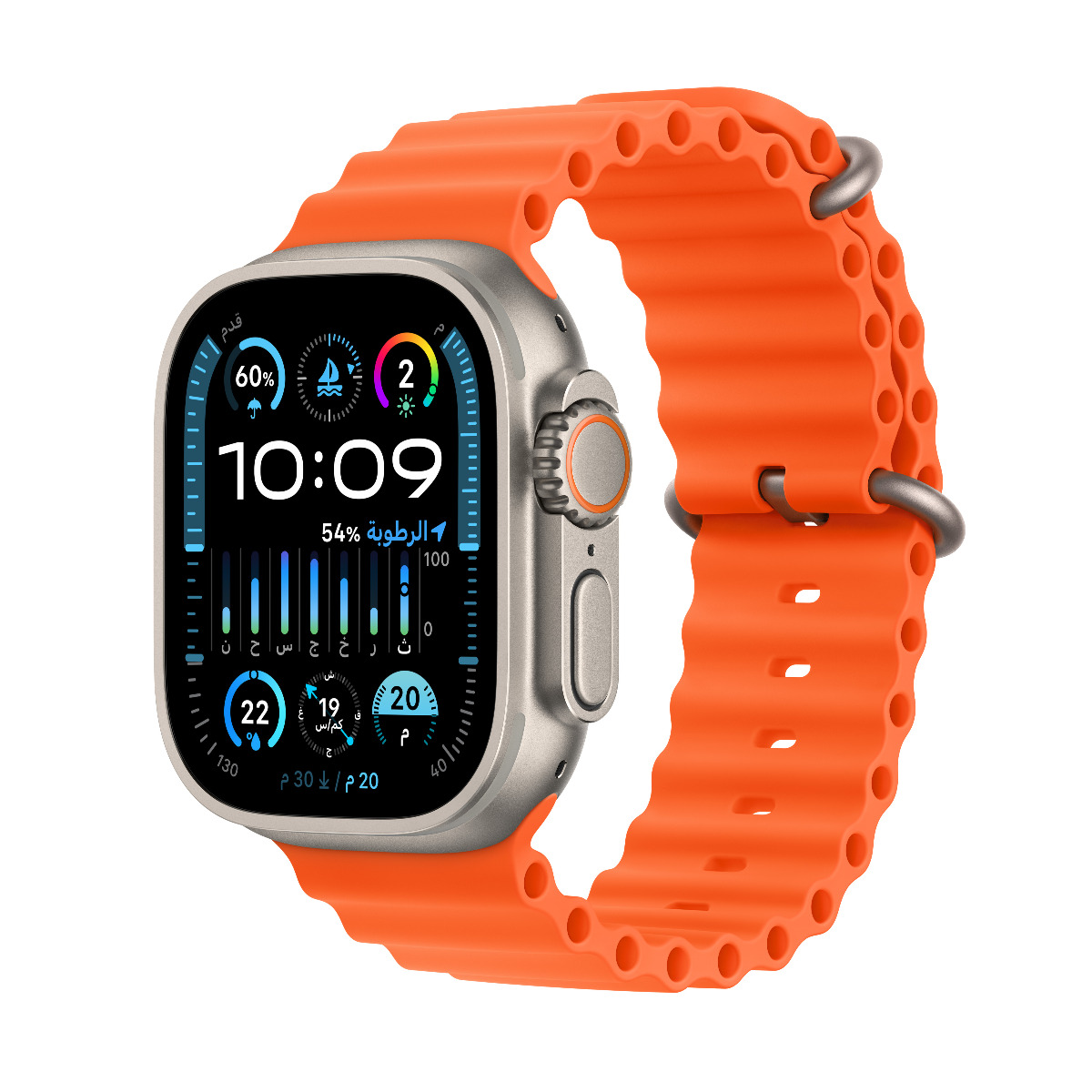 Apple Watch Ultra 2 GPS + Cellular, 49mm Titanium Case with Orange Ocean Band, MREH3AE/A