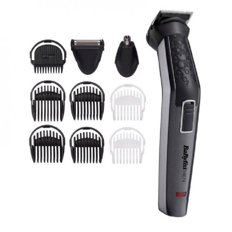 BABYLISS cordless trimmer and shaver, 10 in one, face, body, nose and ear, 8 hours charge, beard trimmers, 2 body shavers, storage case - MT727SDE
