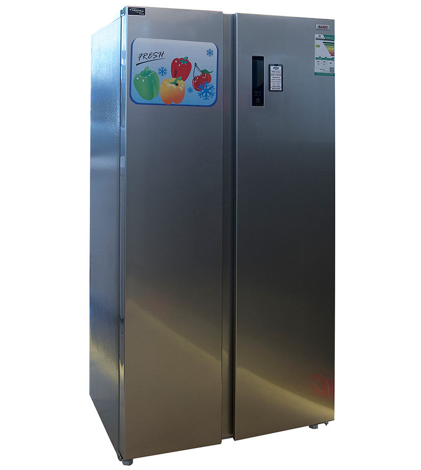 BASIC Refrigerator Side by Side, 2 Door, 562 L, 19.9 CU.FT, Inverter, Steel - BRSS-750MLV SS