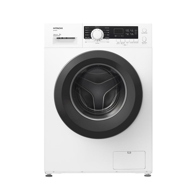 HITACHI Automatic Washing Machine Front Load, 75% Drying, 8 kg, 1200 cycles, 16 programs, White - BD-80CVE