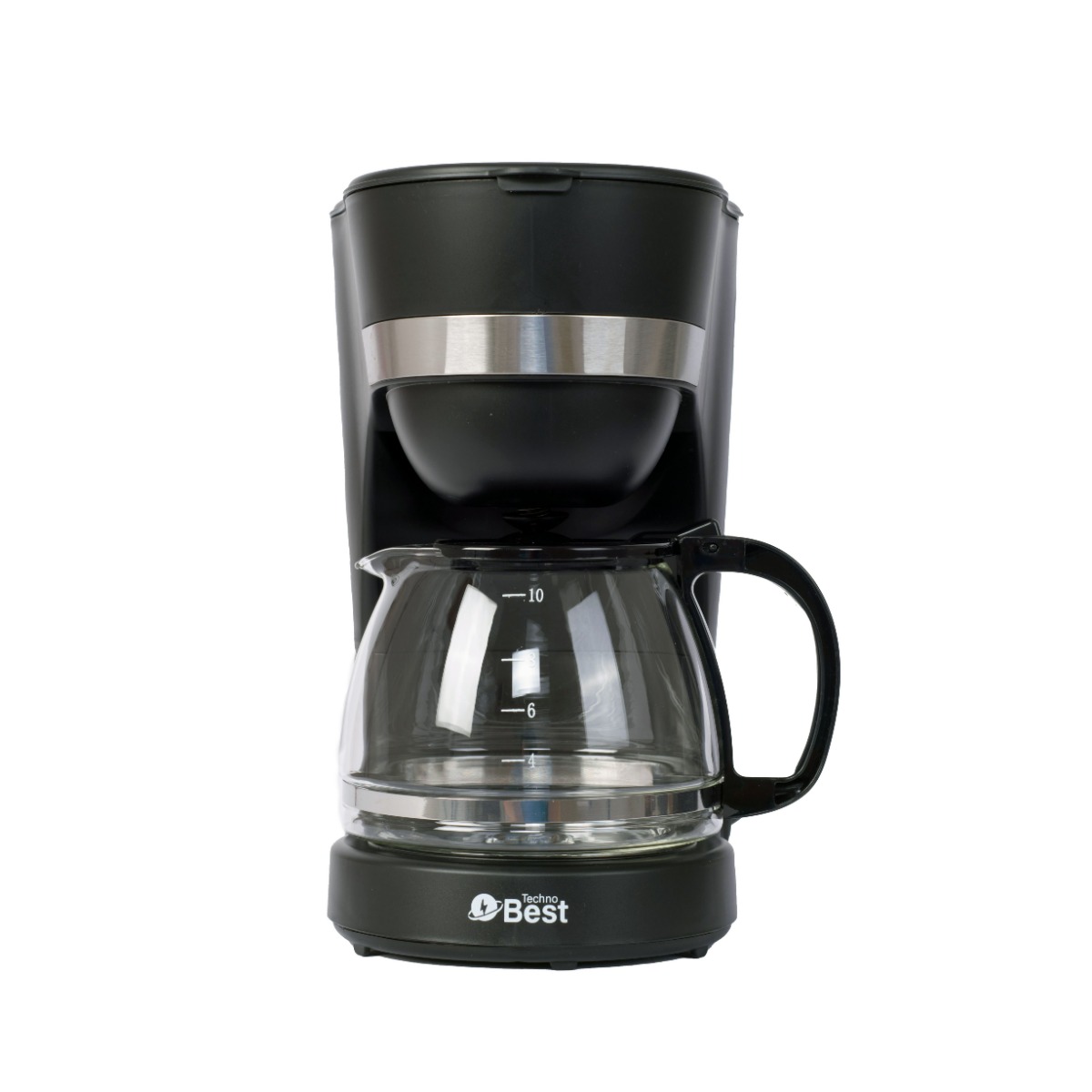 BEST COFFEE MAKER 1.25L, 750W,  With anti-dripping function,Transparent Glass Jar, Black - BCM-001