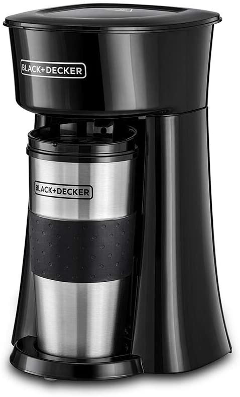 BLACK+DECKER Coffee Machine 650W, 360ml Travel Mug, Black - DCT10-B5
