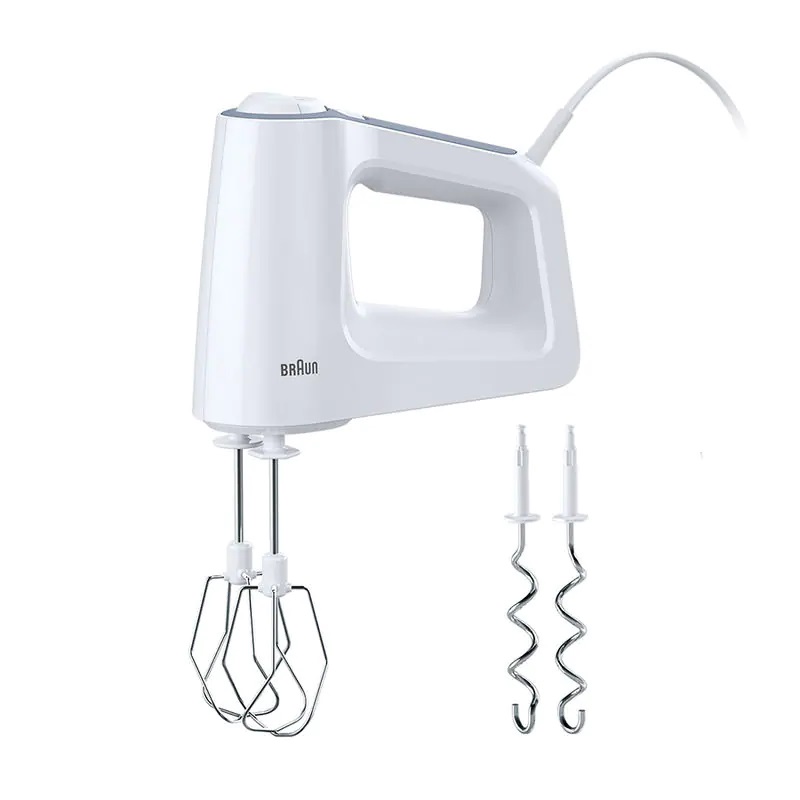 BRAUN Hand Mixer 500W, 5 Speeds, Two Pieces for Whipping and Two Pieces for Kneading, Flexible Electric Cable - HM3100