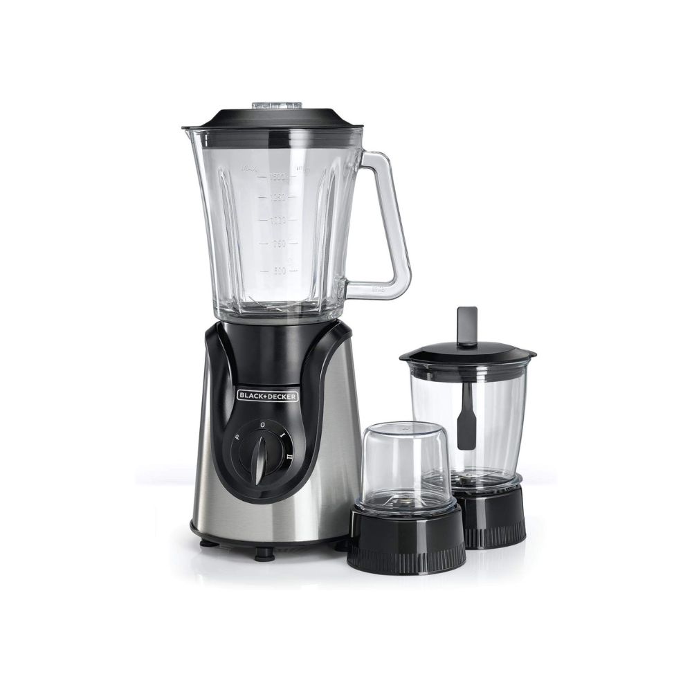 Black & Decker Blender,  1.5 Litres, 600 W, Two Speeds, With Vegetable Chopper And Coffee Grinder, Steel, Bx600G-B5