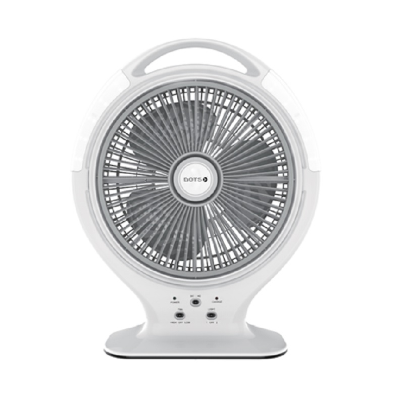 Dots Table Fan 14 Inch, Rechargeable with Night Light, Easy to Transport and Carry, Charging 20-24 Hours, Working 4.5 to 6.5 Hours, 30 Watts - RF-2396