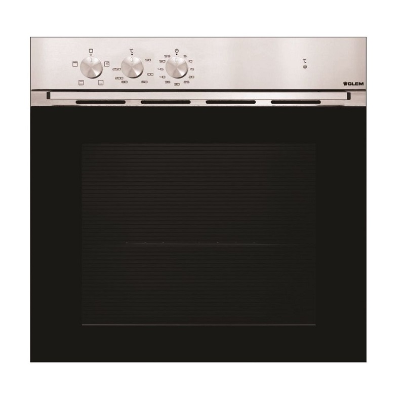 Glem Gas Electric Built-in Oven 60 cm, Cooling Fan, Thermal Insulator, 4 Functions, The oven door is removable for easy cleaning, Steel - FE43X