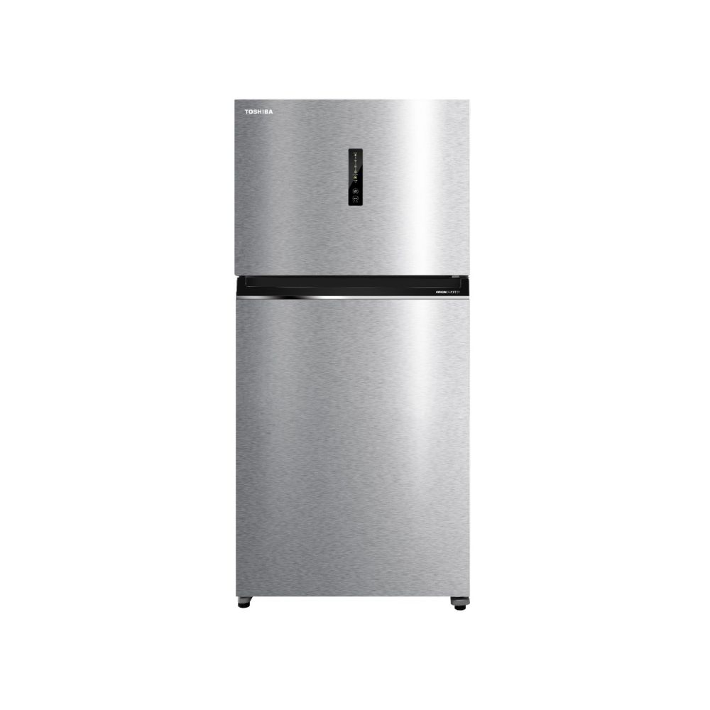 Toshiba Two-Door Refrigerator, 554 Liters, Inverter, 19.6 Feet, Steel,GR-RT730WE-PMU(04)