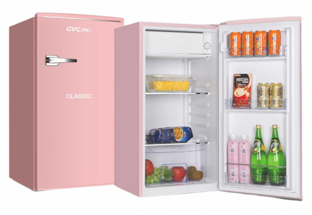Gvc Pro Single Door Refrigerator, 3 Feet, 86 L, 3 Shelves, One Drawer For Storage, Pink, Gvrg-129