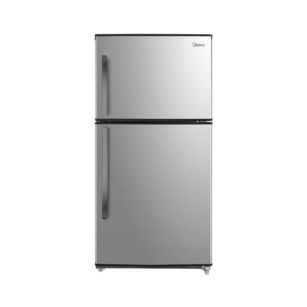 MIDEA Refrigerator 2 doors, 21 feet, No Frost, glass shelves, steel with silver side - HD774FS