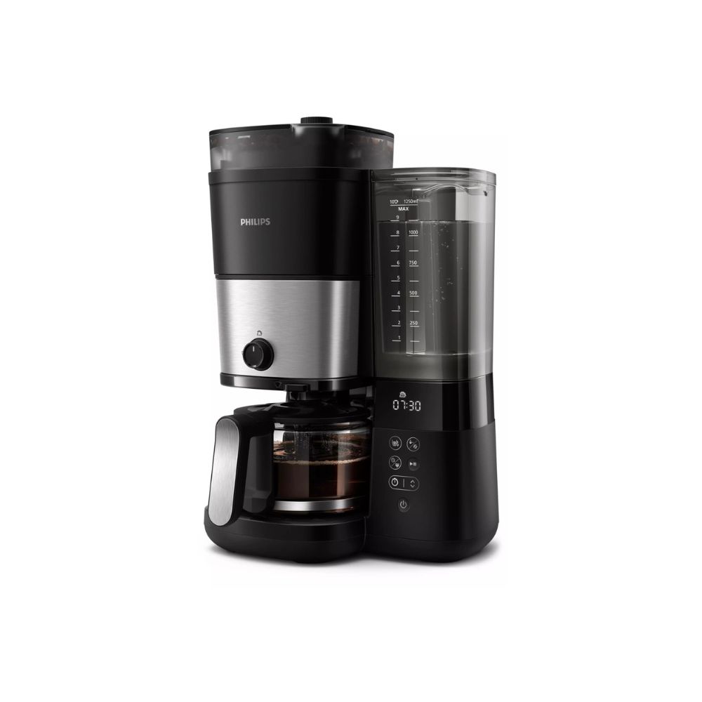 PHILIPS Coffee Maker 1.25L, with Glass jug, 1-10 cups, Black & Silver - HD7900/50
