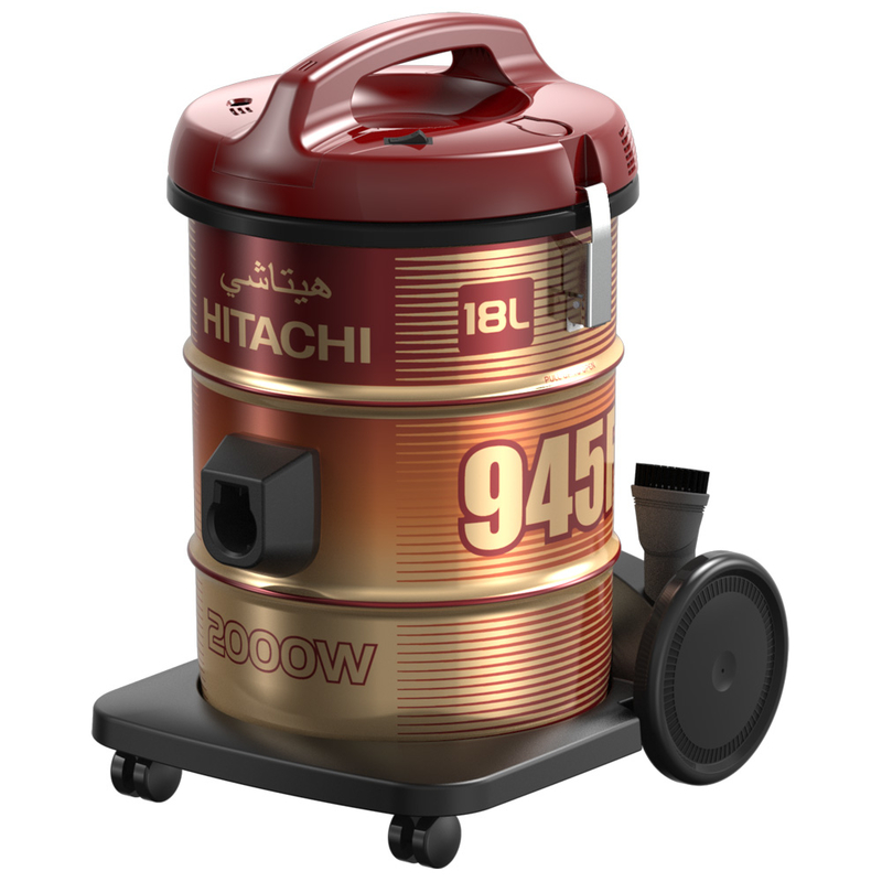 Hitachi Vacuum Cleaner 18L, 2000W, Red/Gold - CV-945F SS220 WR