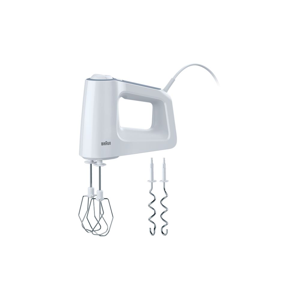 Braun Hand Mixer, Multimix 3, 500 W, Two Whisks And Two Kneading Parts, 5 Speeds, White, Hm3100Wh