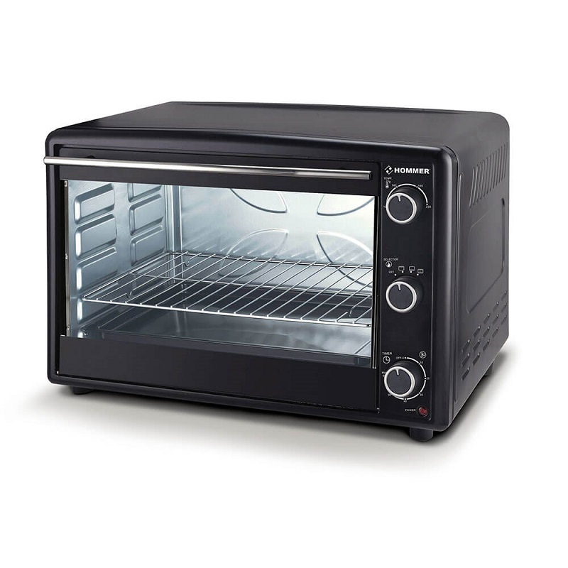 HOMMER Electric Oven 60 Liter, 2200W, Double Glass, Black Body With Stainless Steel Handle - HSA226-07