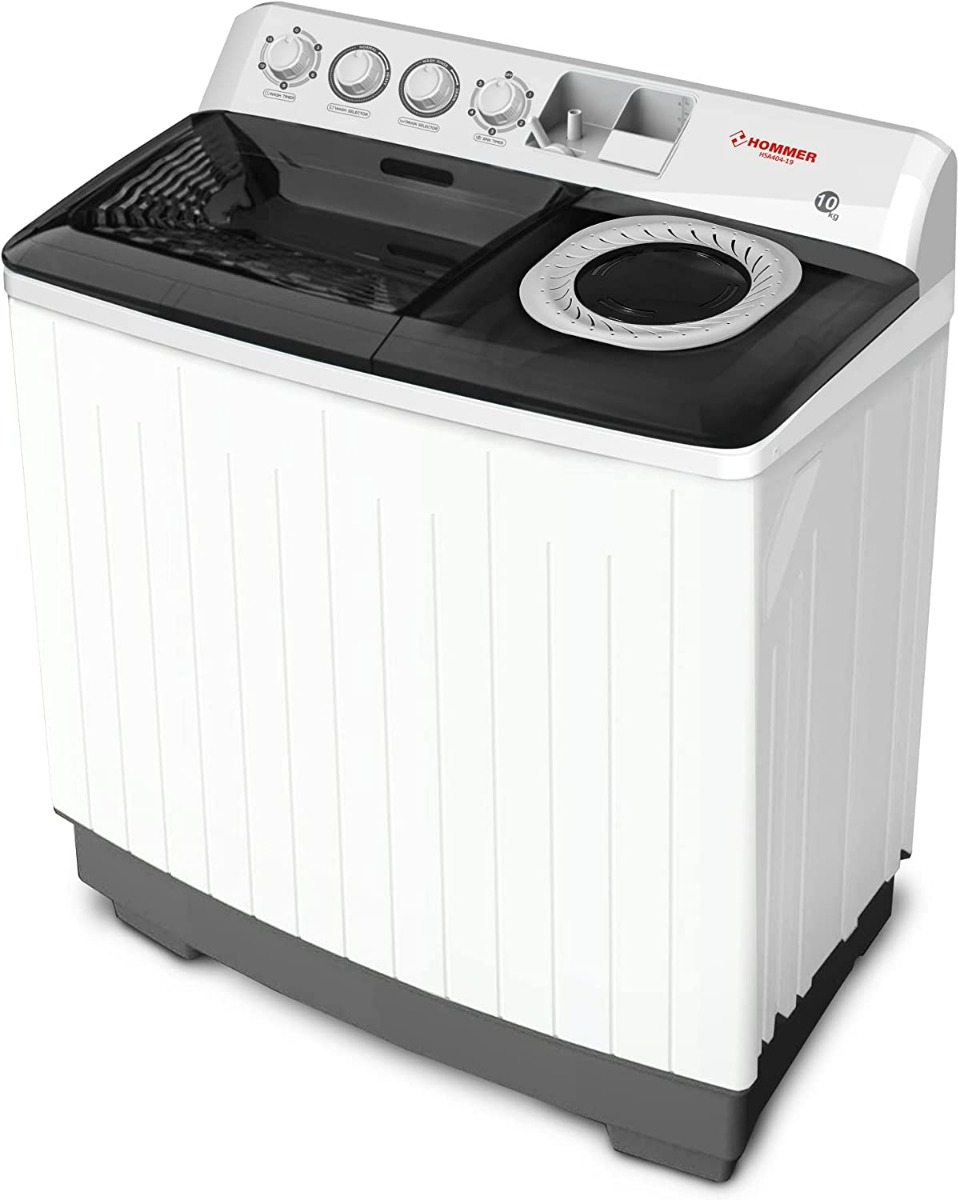 HOMMER Twin Tub Washing Machine10 Kg, White - HSA404-19