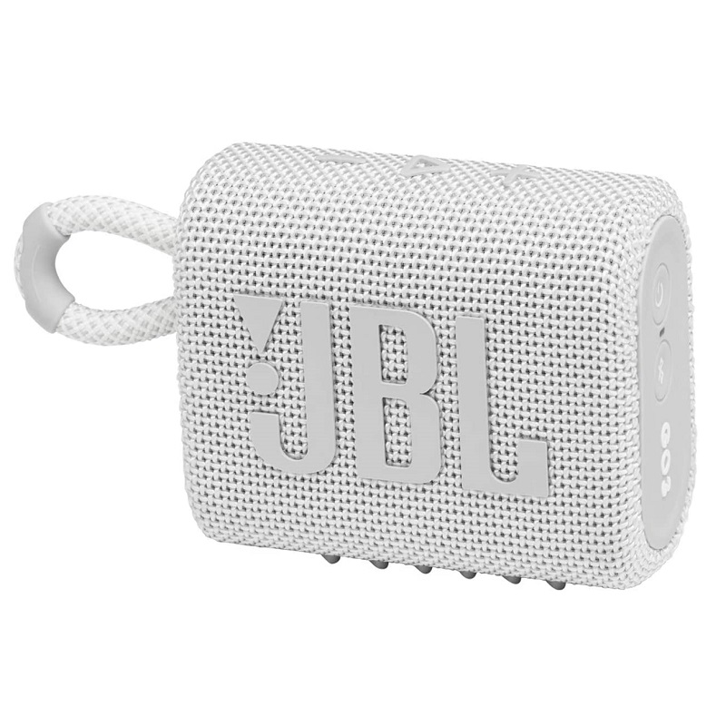 JBL GO3 Portable Bluetooth Speaker, White - JBLGO3WHT