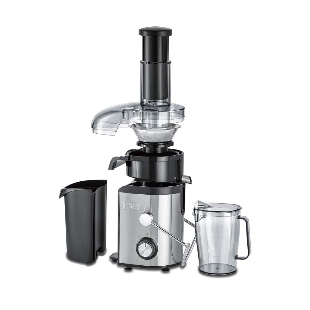 Black & Decker Fruit Juicer, 800 W, 1.5 L , Two Speed Control To Suit Soft And Fiber Foods, Silver, Je800-B5