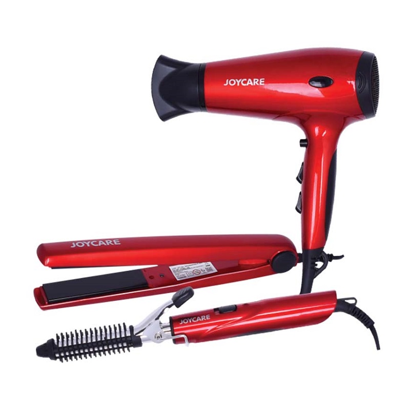 JOYCARE PERSONAL Grooming Set Iron, Hair Dryer, Curling Iron, Red -  JC-469